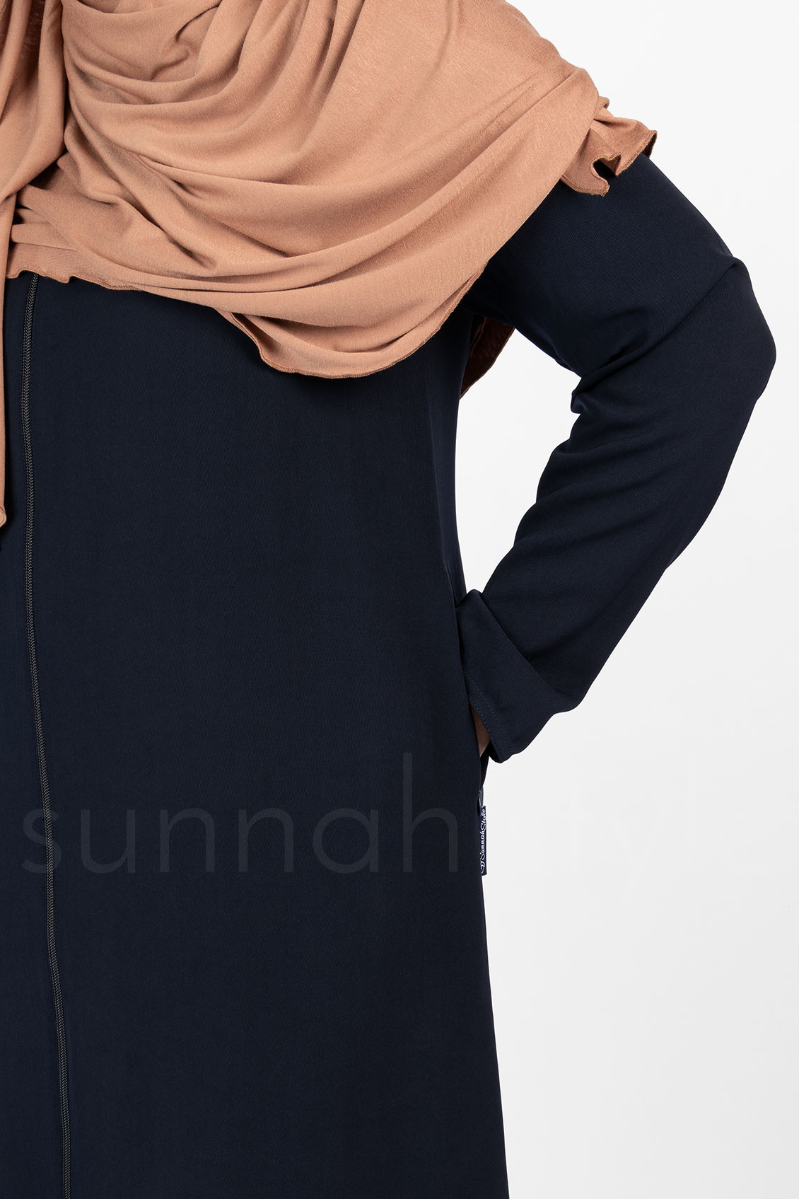 Essentials Full Zip Abaya - Slim (Navy Blue)